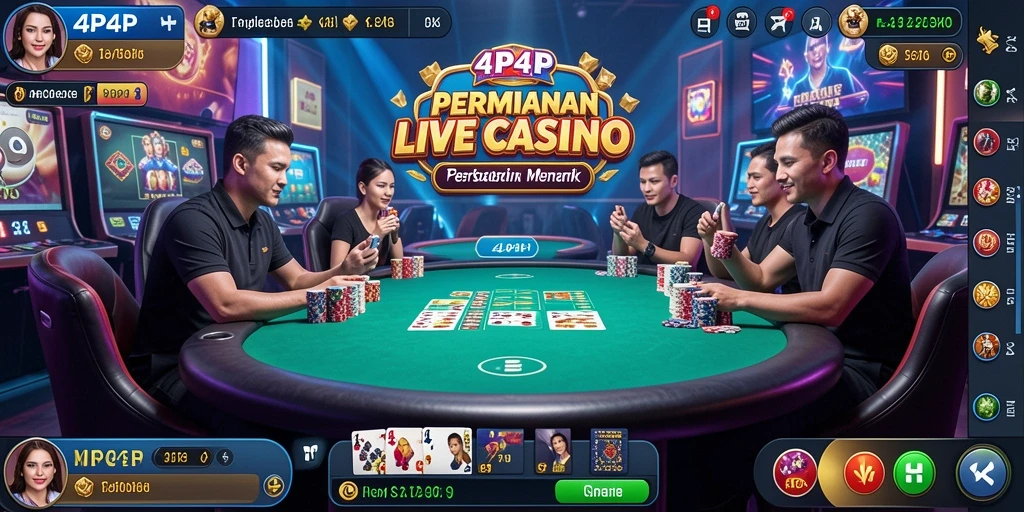 Screenshot gameplay 4P4P menampilkan suasana kasino yang hidup dan interaktif.