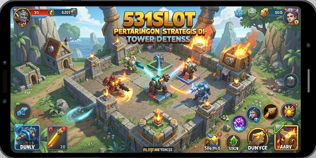 Tampilan gameplay menakjubkan dalam 531SLOT yang penuh dengan strategi Tower Defense.