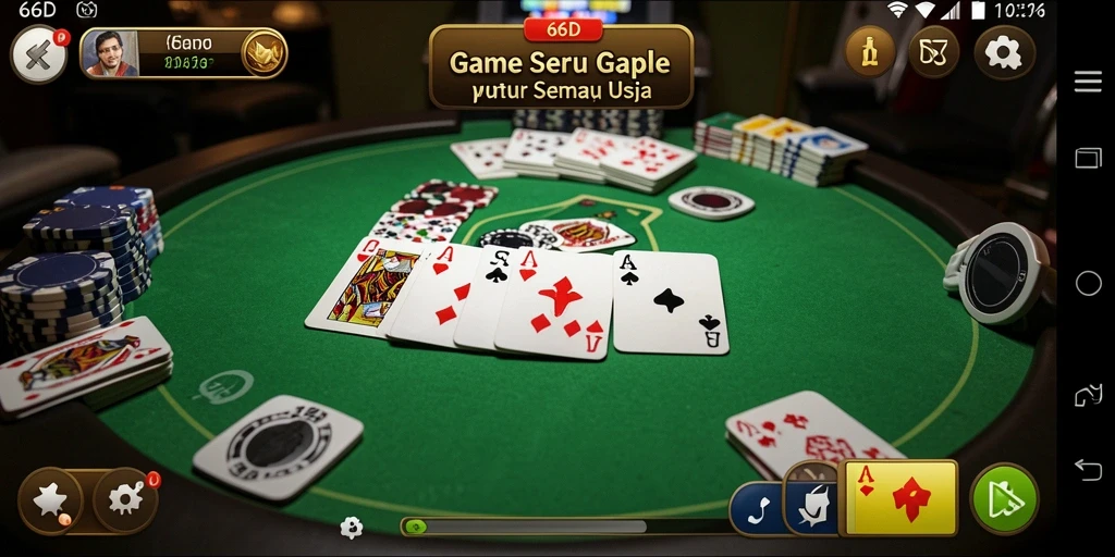 Tangkapan layar gameplay Gaple di 66D yang menampilkan suasana permainan.
