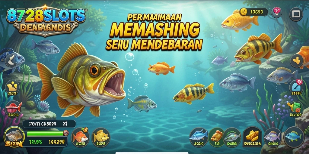 Tampilan gameplay 8728SLOTS dengan aksi memancing yang mendebarkan.