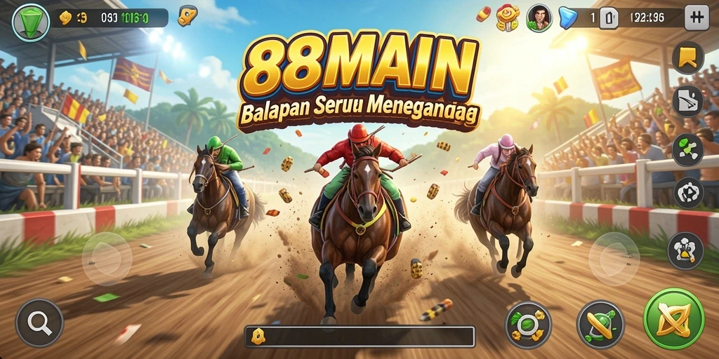 Screenshot gameplay 88MAIN menampilkan balapan mendebarkan di jalanan kota.