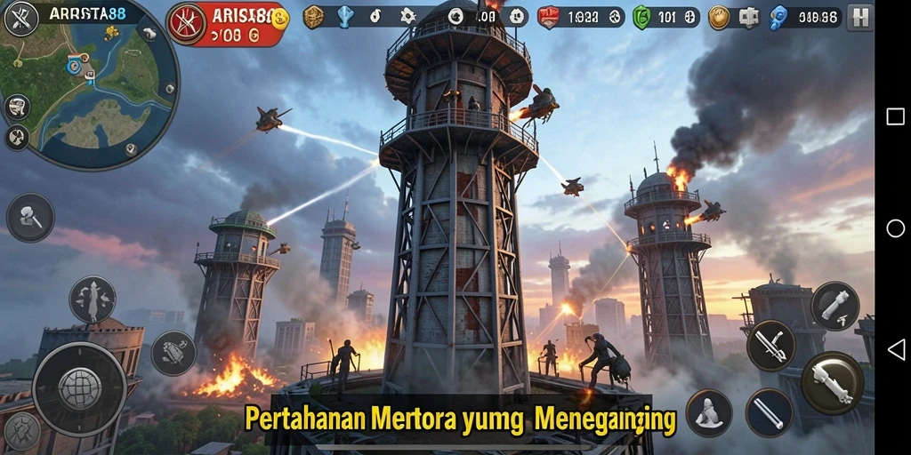 Tampilan gameplay seru dalam ARISTA88 Tower Defense.