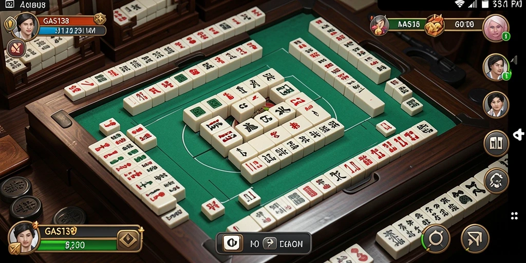 Tampilan gameplay menarik dari GAS138 dengan ubin Mahjong berwarna-warni.