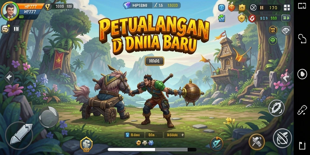 Tangkapan layar gameplay HP777 menampilkan aksi petualangan yang seru dan mendebarkan.