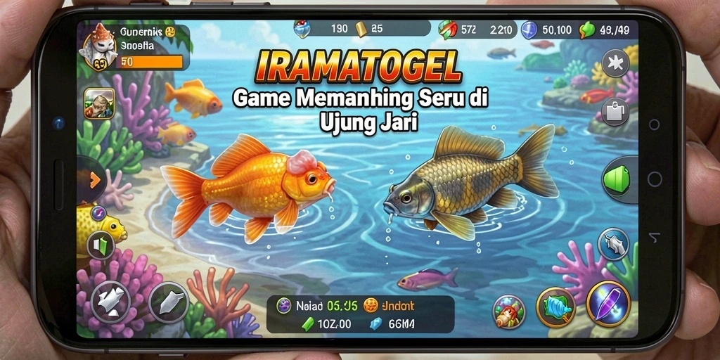 Tangkapan layar menunjukkan gameplay memancing yang seru dan interaktif.