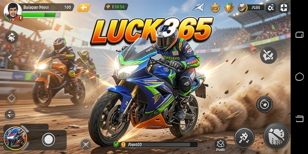 Tampilan gameplay menarik dari balapan motor LUCK365.