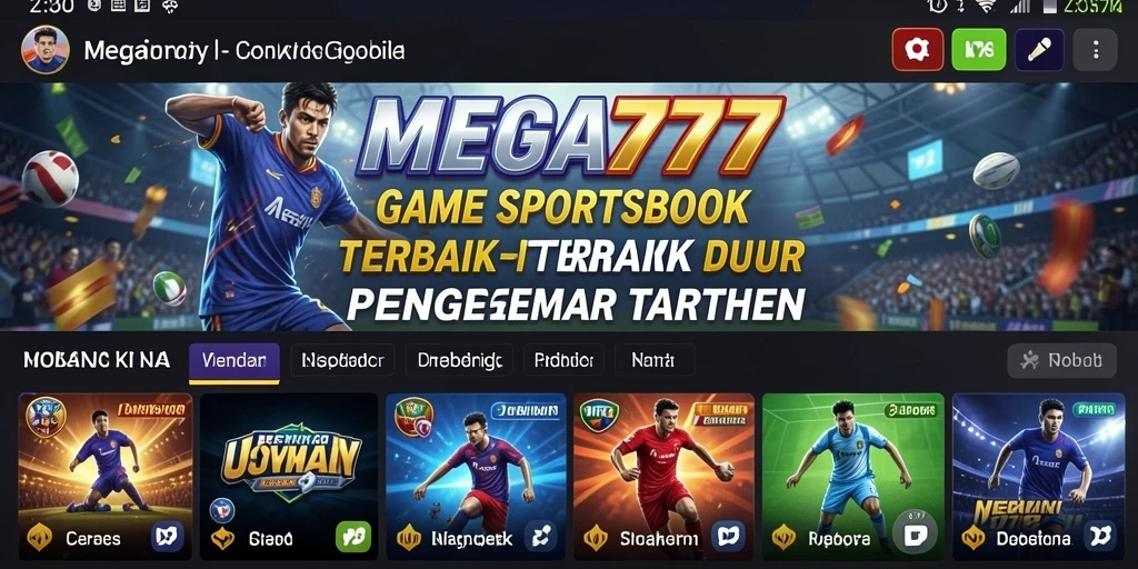 Tampilan utama MEGA777 dengan berbagai opsi taruhan olahraga.