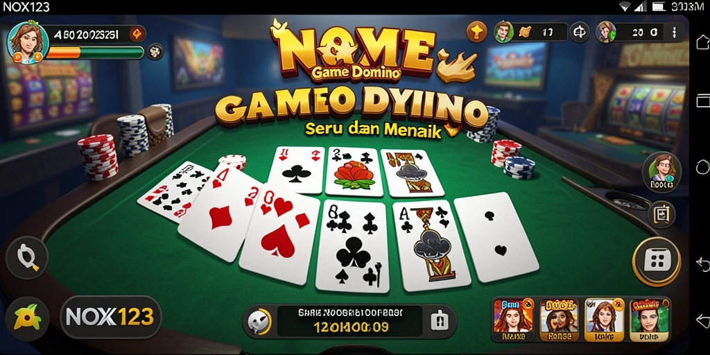 Tampilan UTAMA NOX123 yang menampilkan aksi permainan Domino.