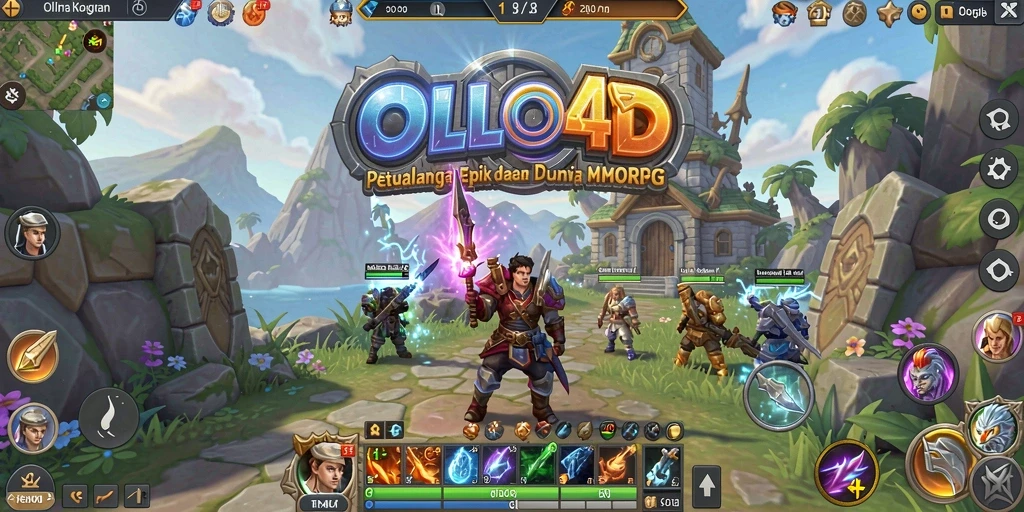 Screenshot OLLO4D menampilkan pertempuran epik dalam dunia MMORPG.