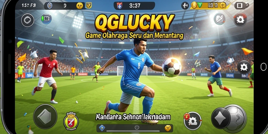Tampilan gameplay seru dalam QGLUCKY menunjukkan aksi olahraga yang mendebarkan.