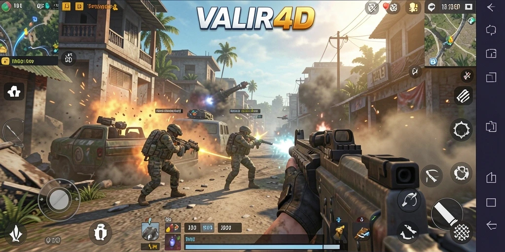 Tangkapan layar gameplay VALIR4D menampilkan aksi pertempuran TPS yang mendebarkan.