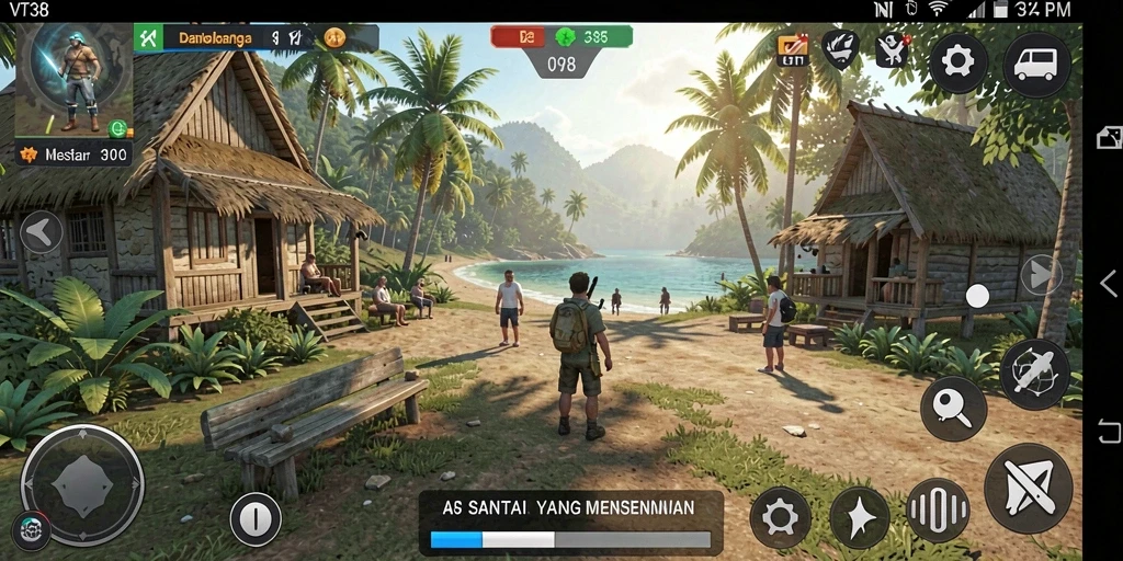 Screenshot menunjukkan gameplay menarik dan berwarna-warni dari VT38.